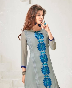 Cement Cotton Satin Digital Printed Anarkali Kurtis