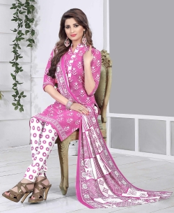Pink Cotton Printed Chudidhar Suits