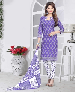 Blue Cotton Printed Chudidhar Suits