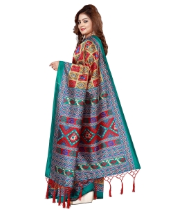 Turquoise Crepe Silk Printed Traditional Sarees