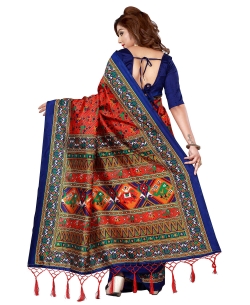 Red Crepe Silk Printed Traditional Sarees