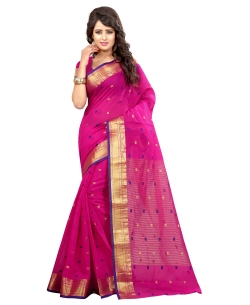 Pink Cotton Weaving Silk Floral Design Cotton Sarees