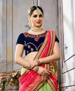 Green Fancy China Fabric Embroidery A Line Lehengas