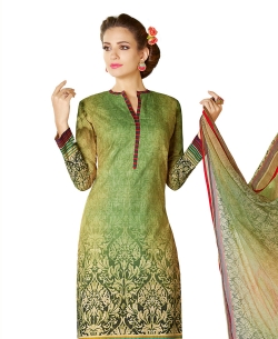 Green Cotton Lawn Printed Straight Pant Suits