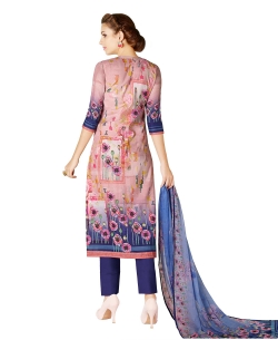 Pink Cotton Lawn Printed Straight Pant Suits
