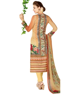 Orange Cotton Lawn Printed Straight Pant Suits