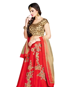 Beige Brocade Zari Embrodiered A Line Lehengas