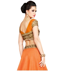 Beige Banglori Silk Mirror Work, Zari Embroidered A Line Lehengas