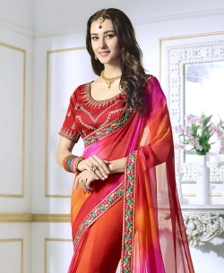 Multi Georgette Border Work Border Sarees
