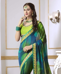 Multi Georgette Border Work Border Sarees