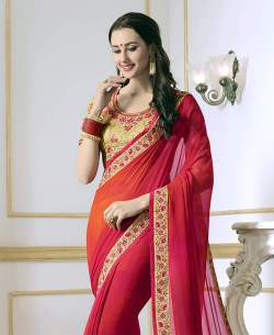 Multi Georgette Border Work Border Sarees