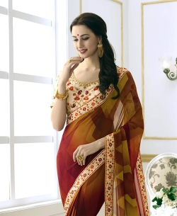 Multi Georgette Border Work Border Sarees