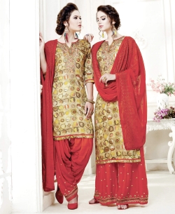 Multi Cotton Satin Printed Patiala Suits
