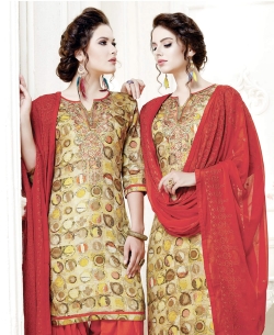 Multi Cotton Satin Printed Patiala Suits