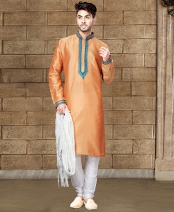 Chikoo Art Dupion Embroidery Kurta Pajama