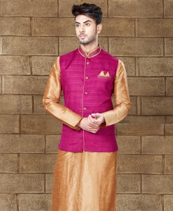 Chikoo Art Dupion Plain Kurta Pajama
