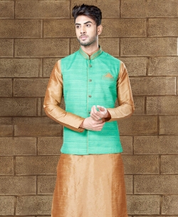 Chikoo Art Dupion Plain Kurta Pajama