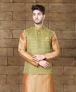 Chikoo Art Dupion Plain Kurta Pajama