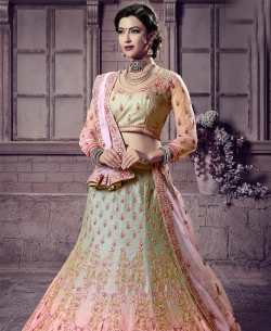 Pista Padmavati Silk Padding Embroidery A Line Lehengas