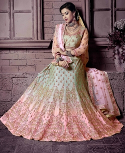 Pista Padmavati Silk Padding Embroidery A Line Lehengas
