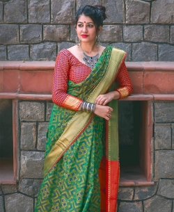 Green Patola Silk Jacquard Traditional Sarees