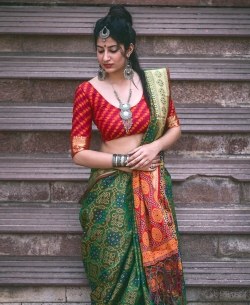 Green Patola Silk Jacquard Traditional Sarees