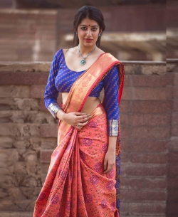 Peach Patola Silk Jacquard Traditional Sarees