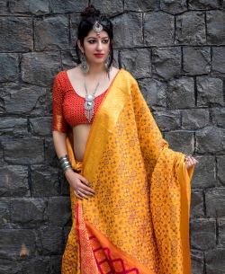 Yellow Patola Silk Jacquard Traditional Sarees