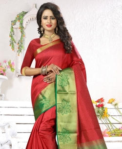 Maroon Art Silk Jacquard Traditional Sarees