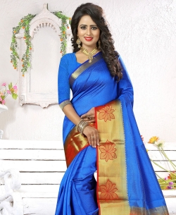 Blue Art Silk Jacquard Traditional Sarees
