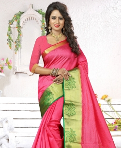 Pink Art Silk Jacquard Traditional Sarees