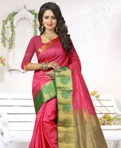 Pink Art Silk Jacquard Traditional Sarees
