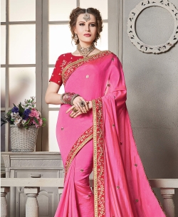 Pink Silk Border Work Border Sarees