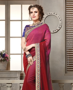 Multi Satin Silk Border Work Border Sarees
