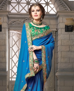 Sky Blue Silk Border Work Border Sarees