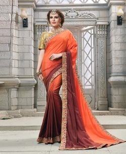Orange Silk Border Work Border Sarees
