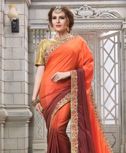 Orange Silk Border Work Border Sarees