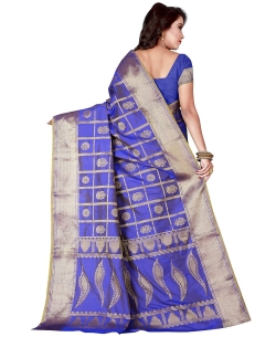 Blue Jacquard Silk Weaving Jacquard Work Traditional Sarees