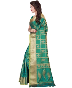 Green Jacquard Silk Weaving Jacquard Work Traditional Sarees