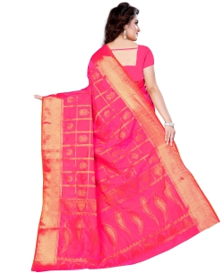 Pink Jacquard Silk Weaving Jacquard Work Traditional Sarees