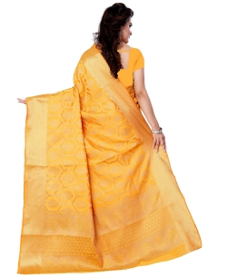 Mustard Jacquard Silk Weaving Jacquard Work Traditional Sarees
