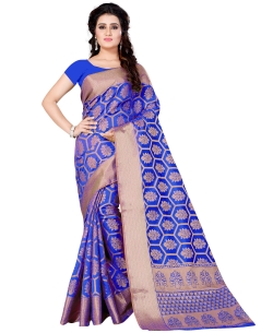 Purple Jacquard Silk Weaving Jacquard Work Traditional Sarees