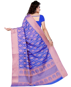 Purple Jacquard Silk Weaving Jacquard Work Traditional Sarees