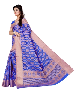 Purple Jacquard Silk Weaving Jacquard Work Traditional Sarees