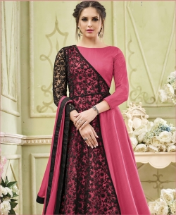 Pink Faux Georgette Embroidery Anarkali Suits