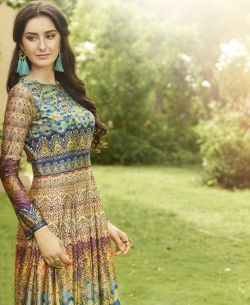 Multi Jersey  Printed Floral Design Gowns