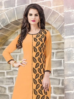Orange Fox Georgette Printed Anarkali Kurtis