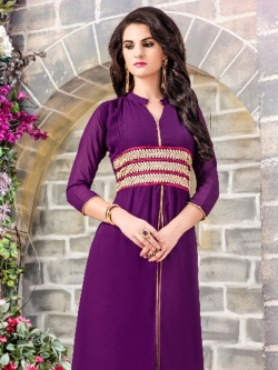 Magenta Fox Georgette Solid Anarkali Kurtis