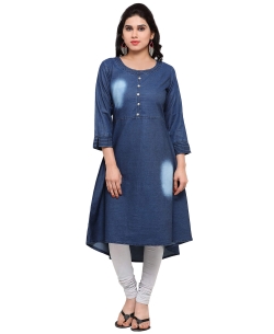 Blue Denim Plain Anarkali Kurtis