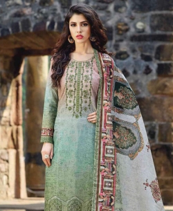 Green Chanderi Embroidery Straight Pant Suits